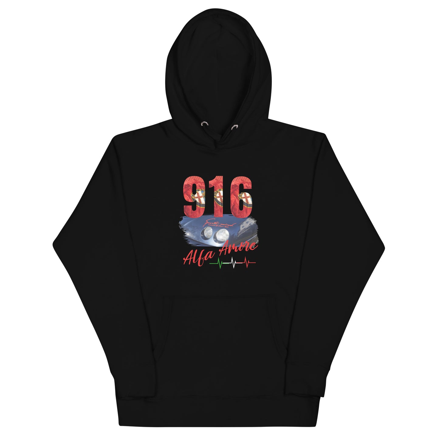 Unisex-Kapuznpulli 916 Alfa Amore Druck vorne