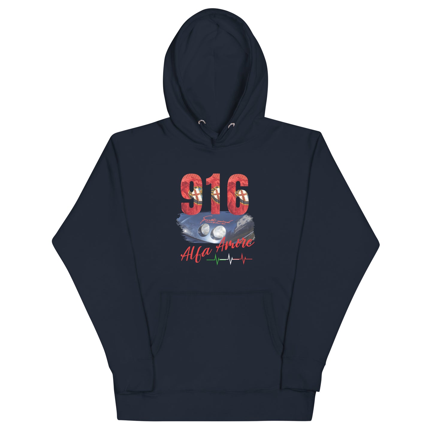 Unisex-Kapuznpulli 916 Alfa Amore Druck vorne