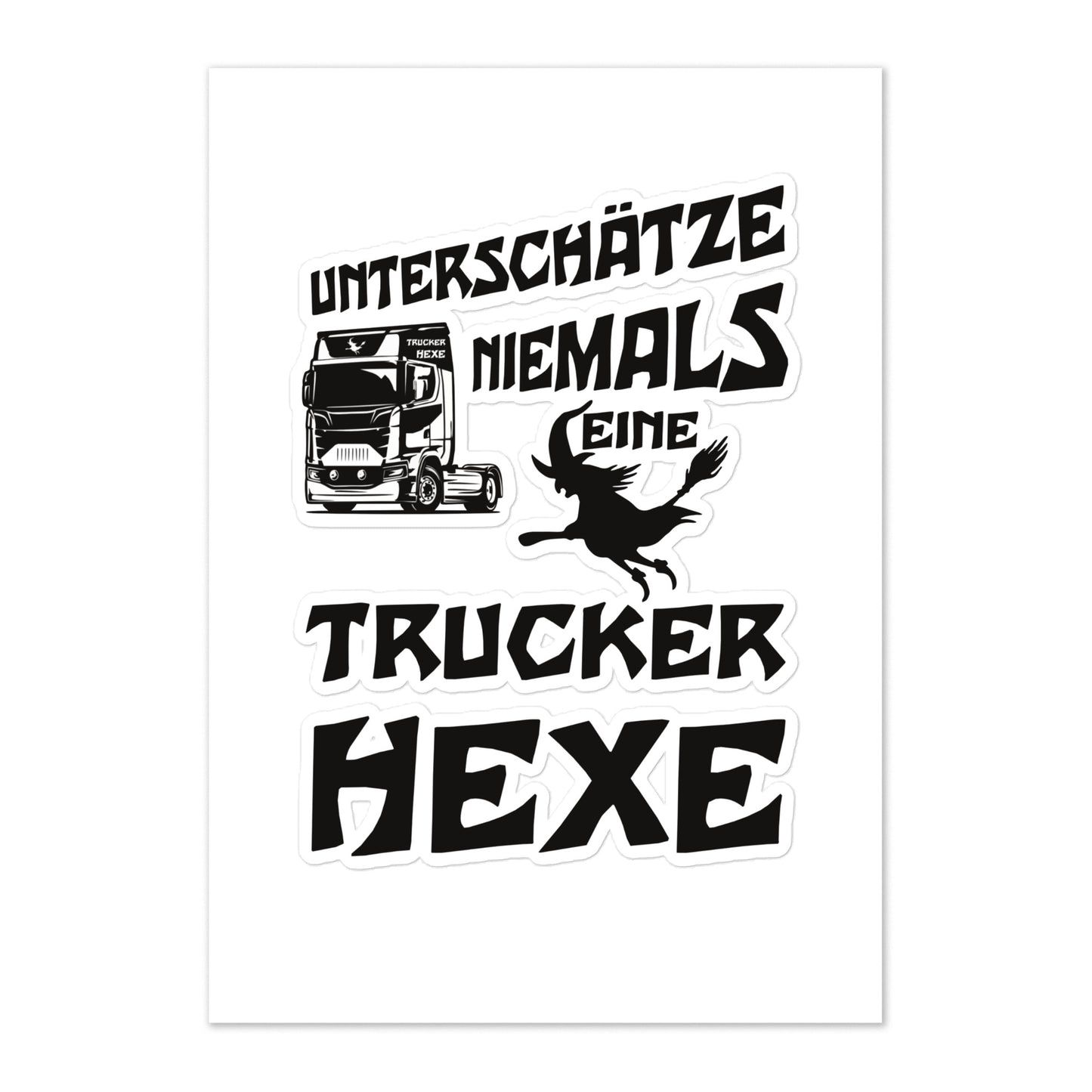 Sticker-Blatt Unterschätze niemals eine Trucker Hexe