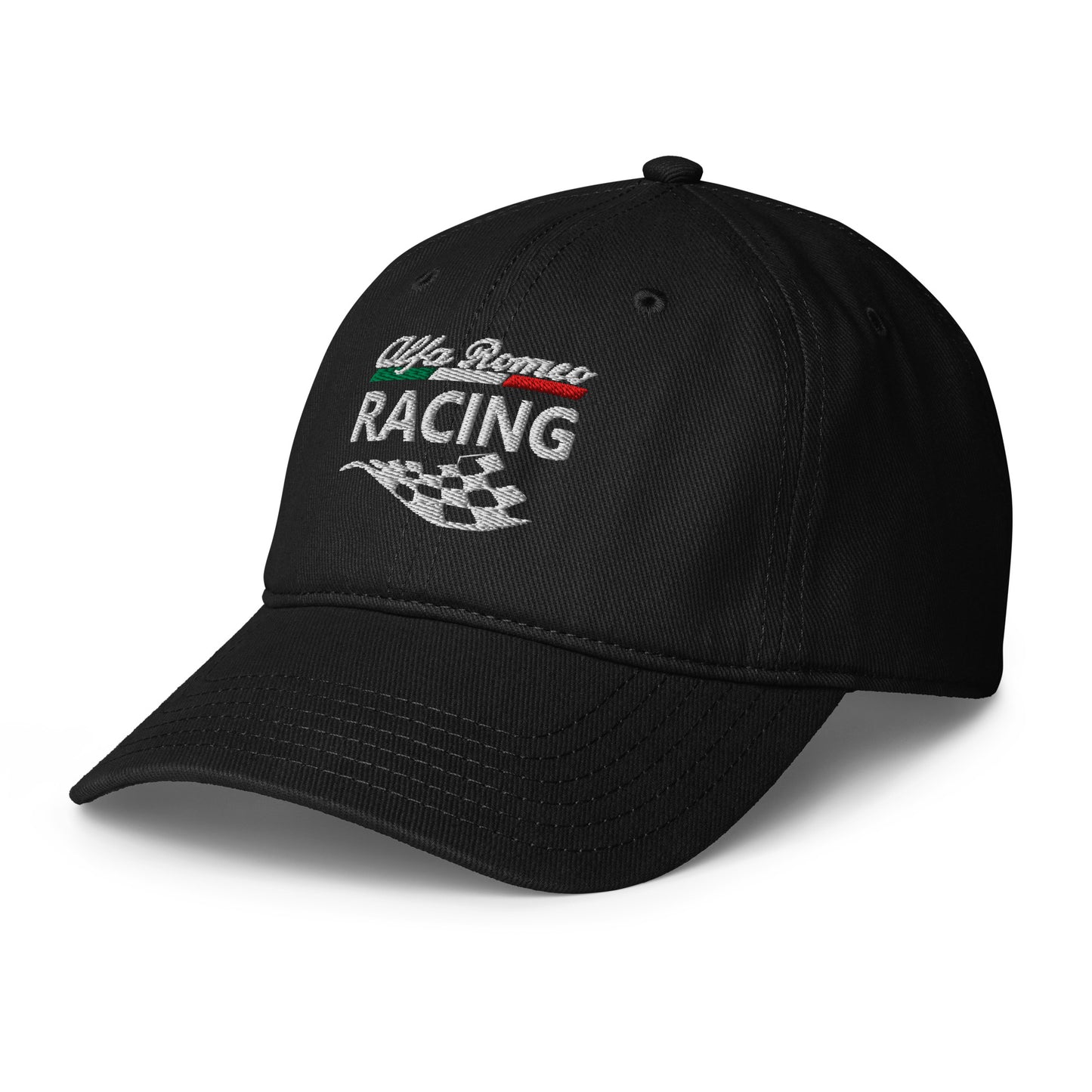 Tief geschnittene Baseball Cap Racing schwarz