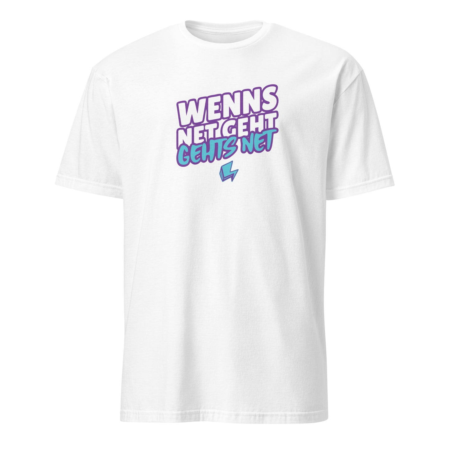 Weisses T-Shirt mit Aufdruck Wenns net geht gehts net