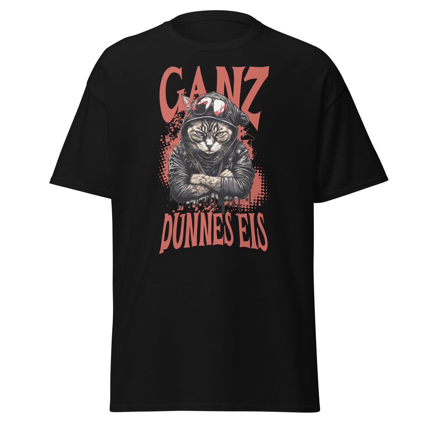 T-Shirt Katze mit Spruch Ganz dünnes Eis