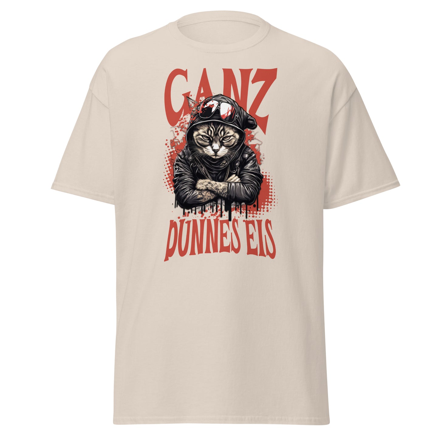 T-Shirt Katze mit Spruch Ganz dünnes Eis