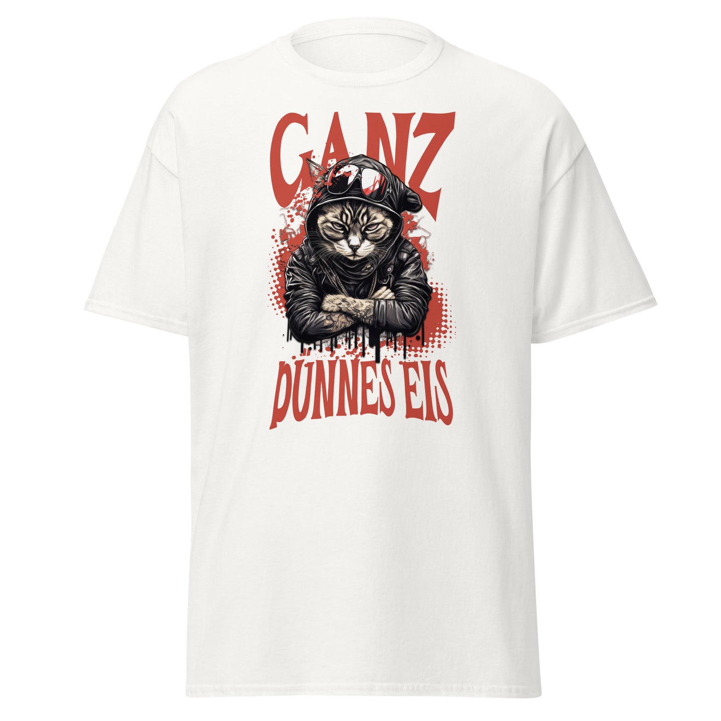 T-Shirt Katze mit Spruch Ganz dünnes Eis