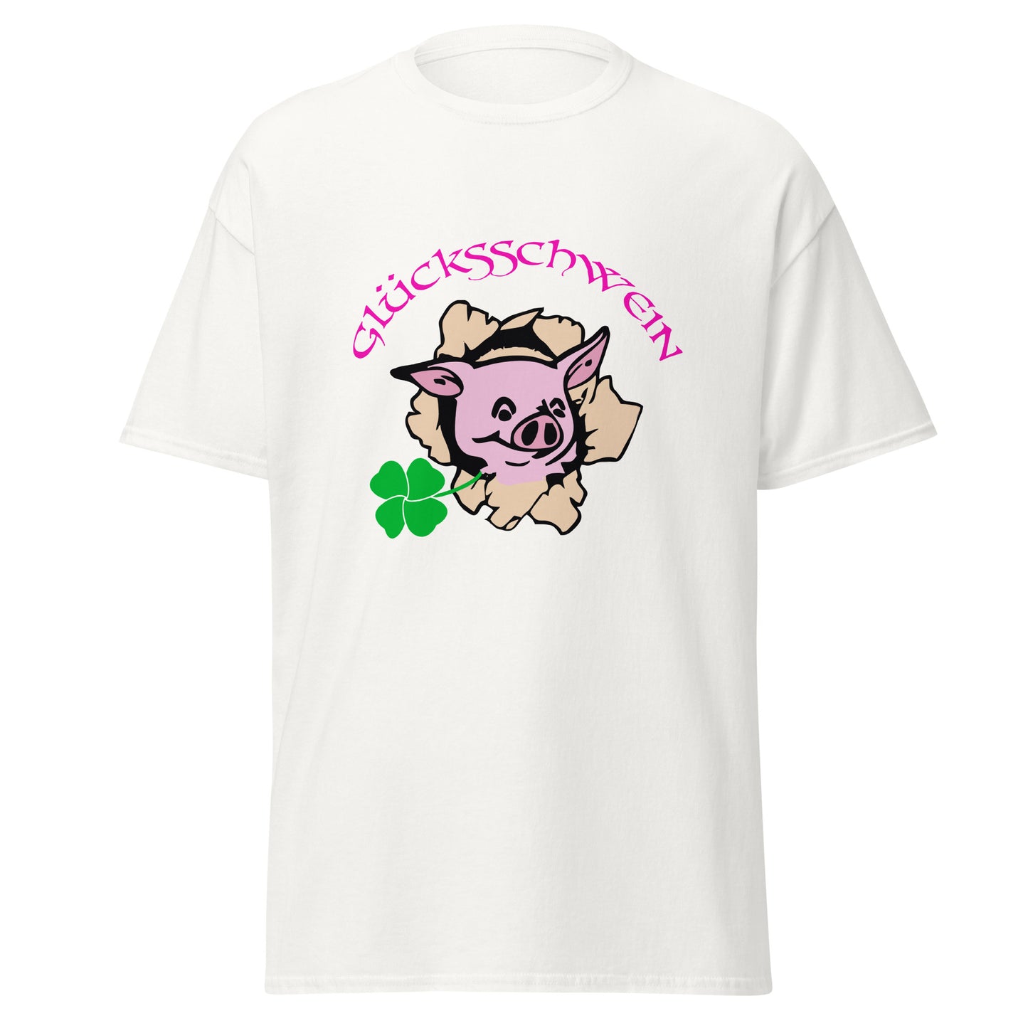 T-Shirt weiss mit Glücksschwein