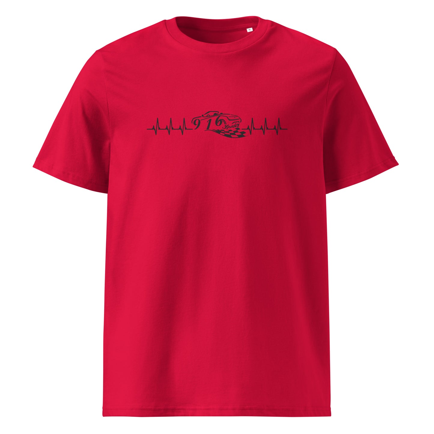 T-Shirt rot mit schwarzem 916 Herzschlag Motiv