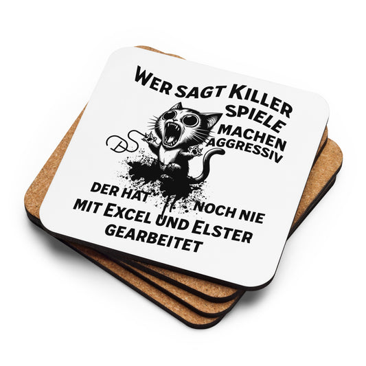 Korkuntersetzer mit Spruch Killerspiele