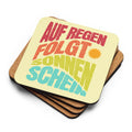 Korkuntersetzer mit Spruch "Auf Regen folgt Sonnenschein"