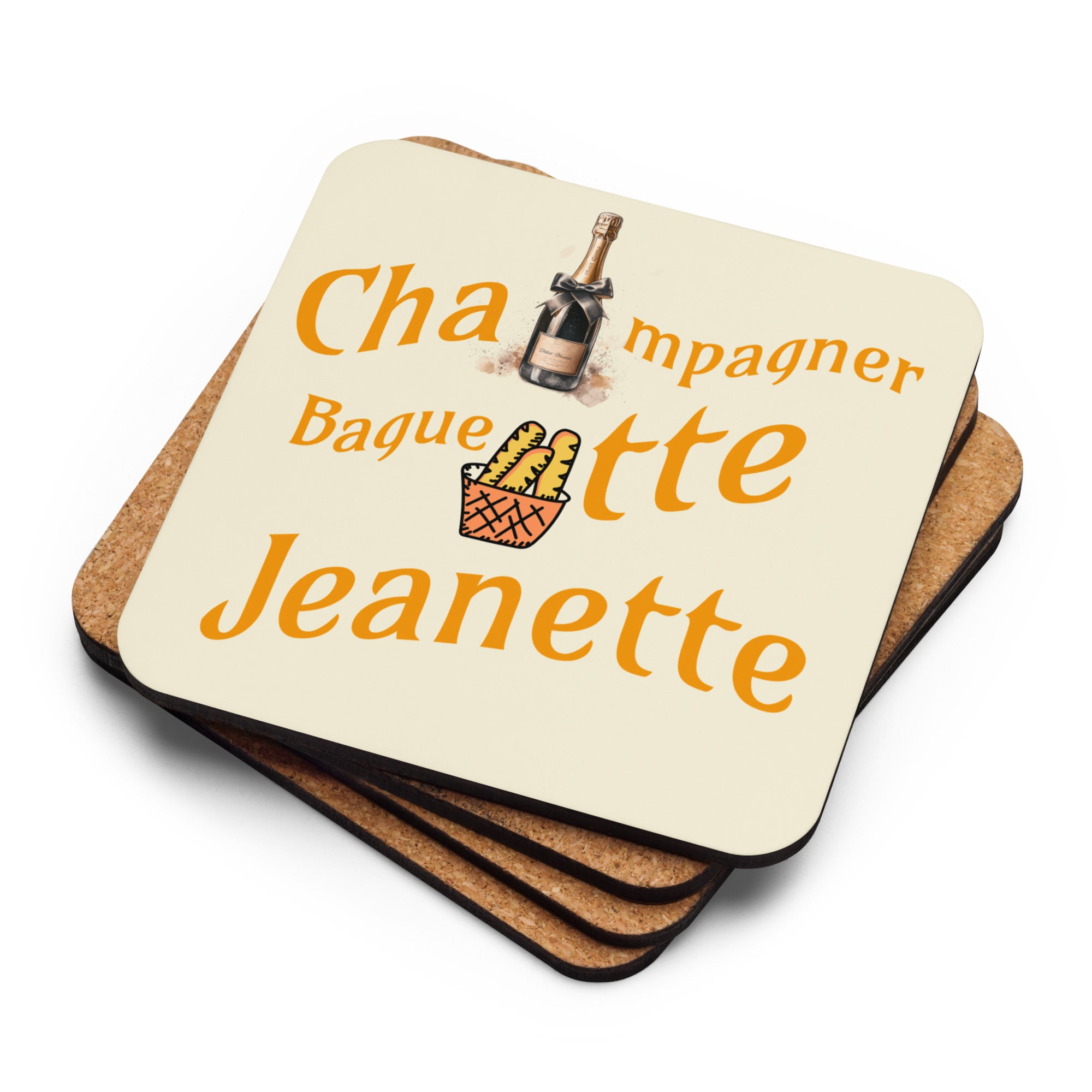 Korkuntersetzer Champagner, Baquette, Jeanette