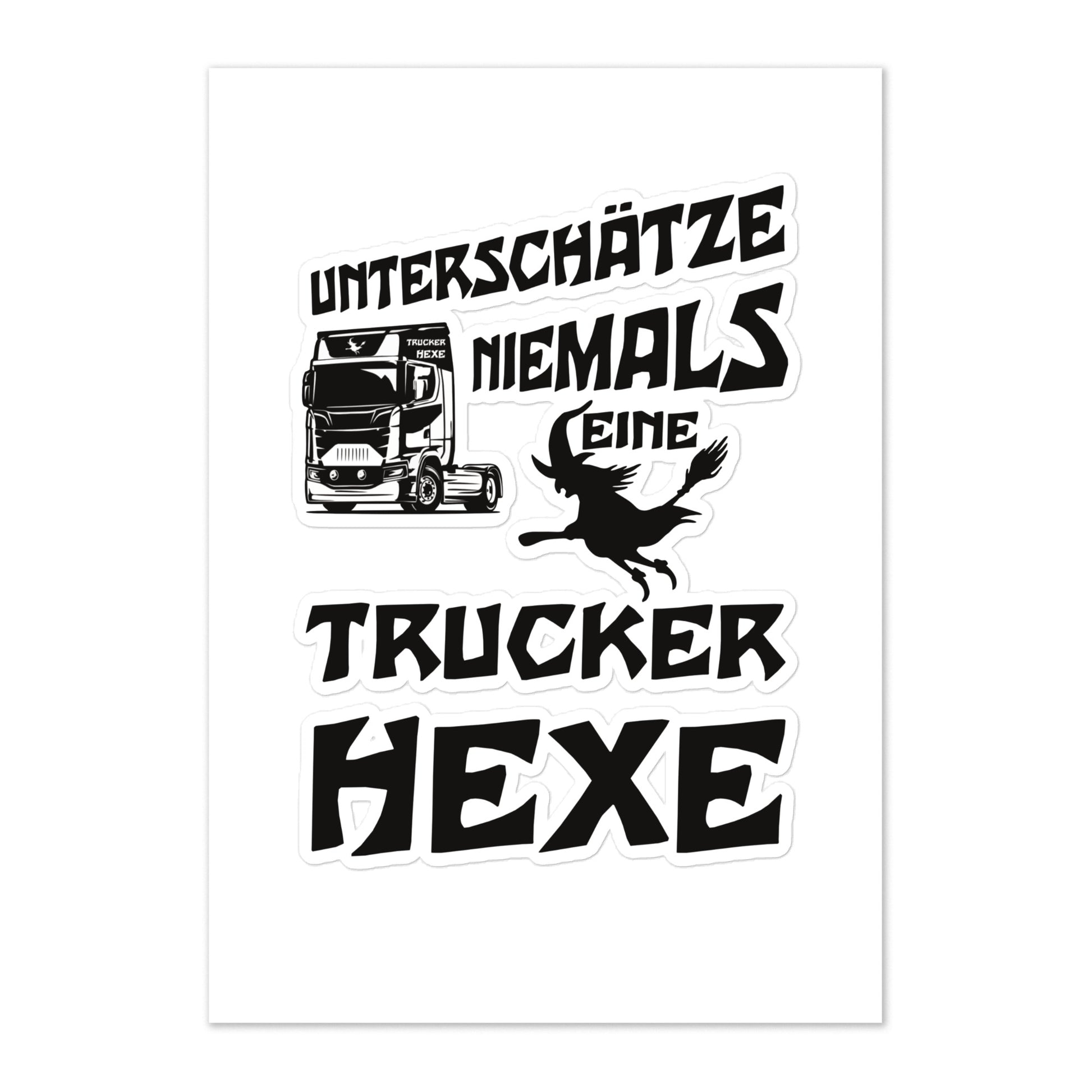 Sticker-Blatt Unterschätze niemals eine Trucker Hexe