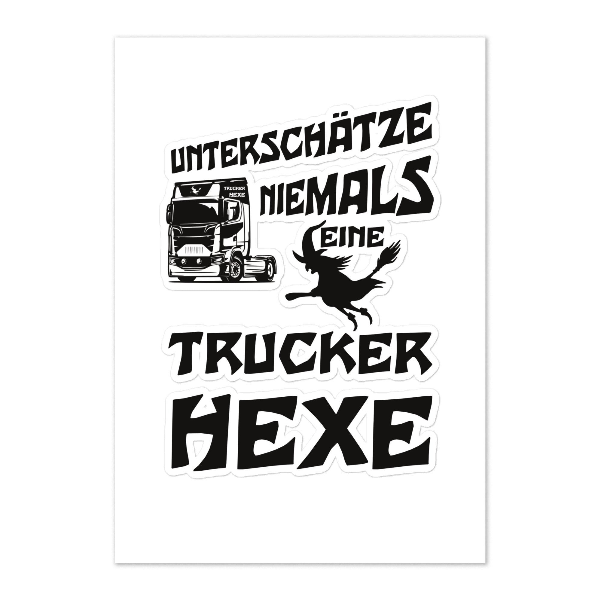 Sticker-Blatt Unterschätze niemals eine Trucker Hexe