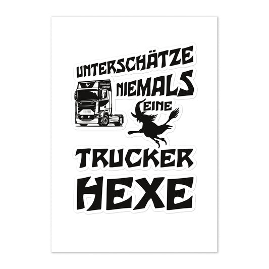 Sticker-Blatt Unterschätze niemals eine Trucker Hexe
