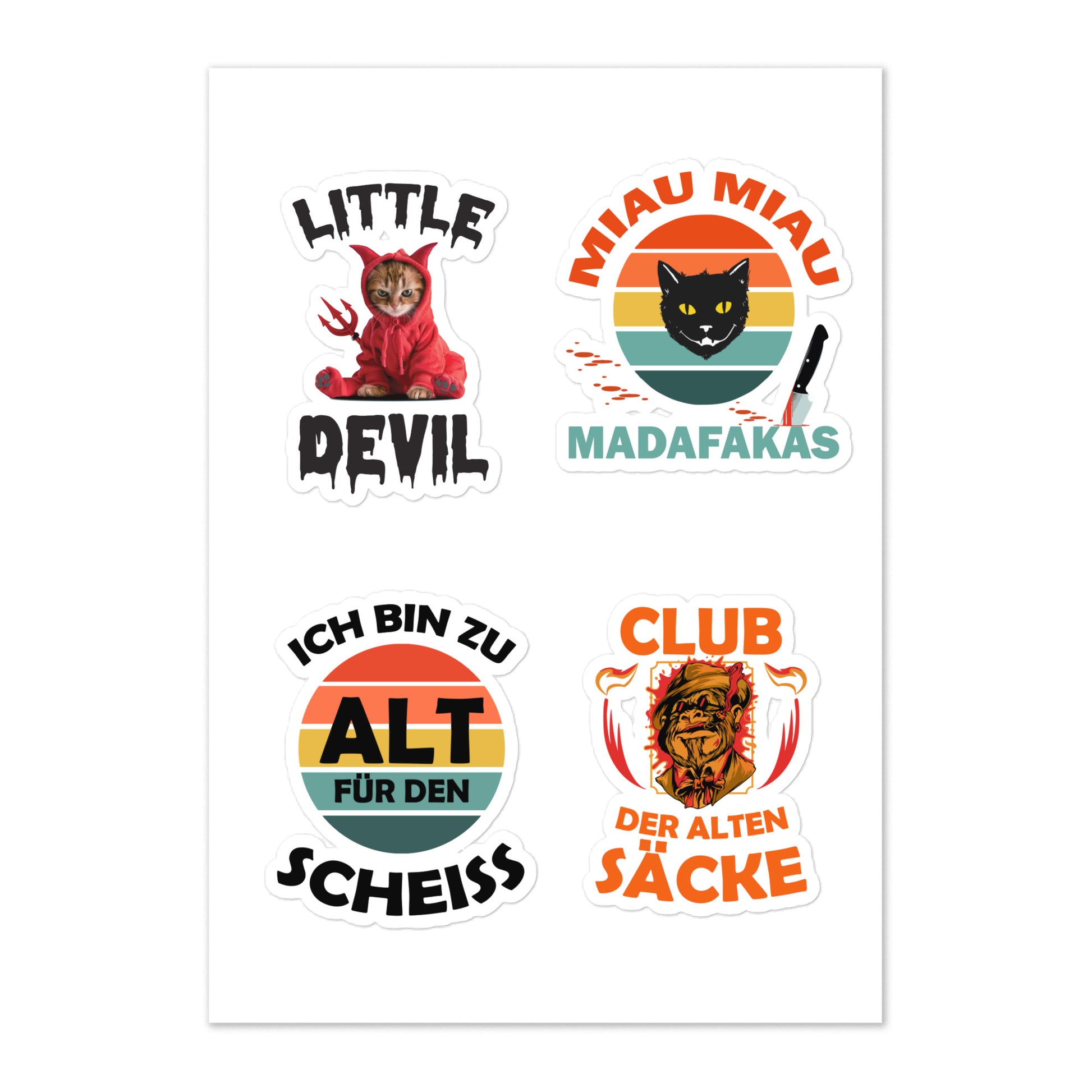 Sticker-Blatt 4 verschiedene Motive