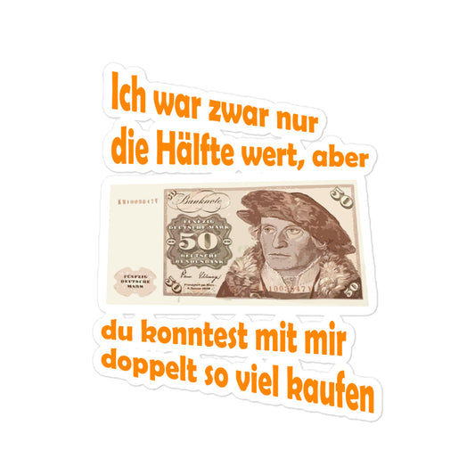 Aufkleber Spruch Fünfzig DM Schein