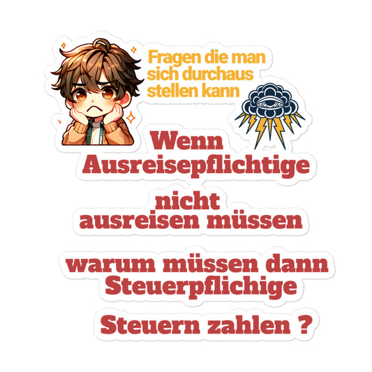 Aufkleber Fragen die man sich durch aus stellen kennProduct mockup