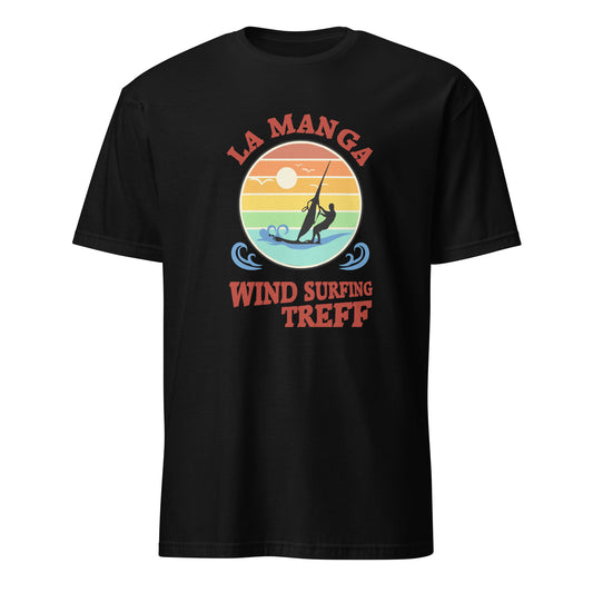 T-Shirt mit einem Surfer und Aufdruck La Manga Windsurfing Treff