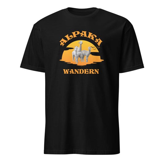 T-Shirt mit Alpakas und Aufdruck Alpaka Wandern