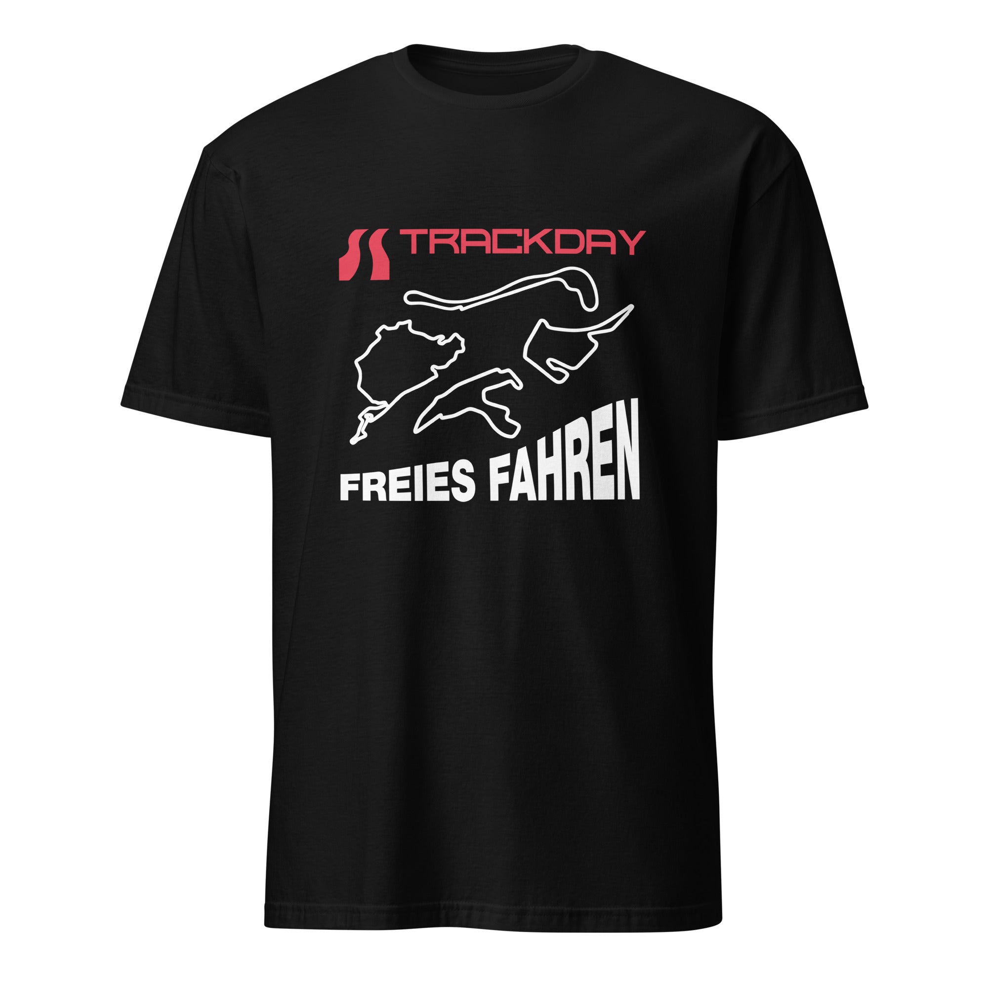 T-Shirt mit verschiedenen Rennstrecken  und Aufschrift Trackday freies Fahren