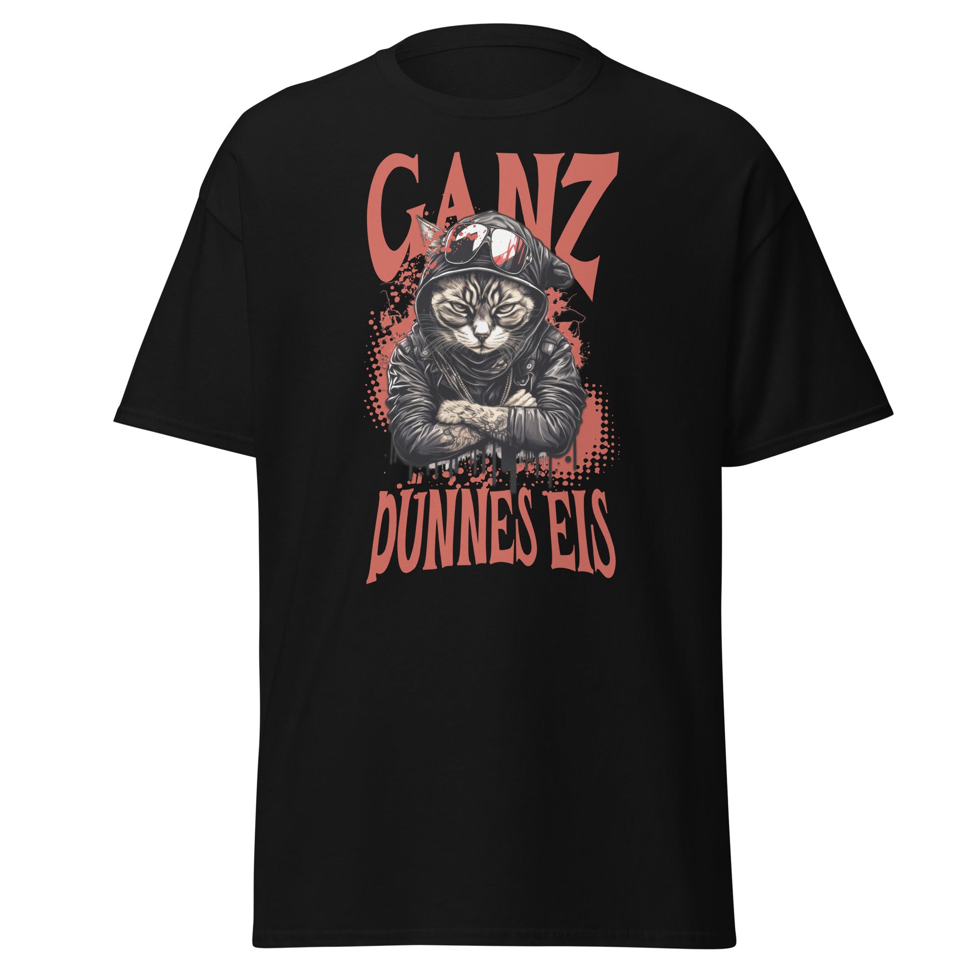 T-Shirt Katze mit Spruch Ganz dünnes Eis