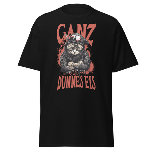 T-Shirt Katze mit Spruch Ganz dünnes Eis