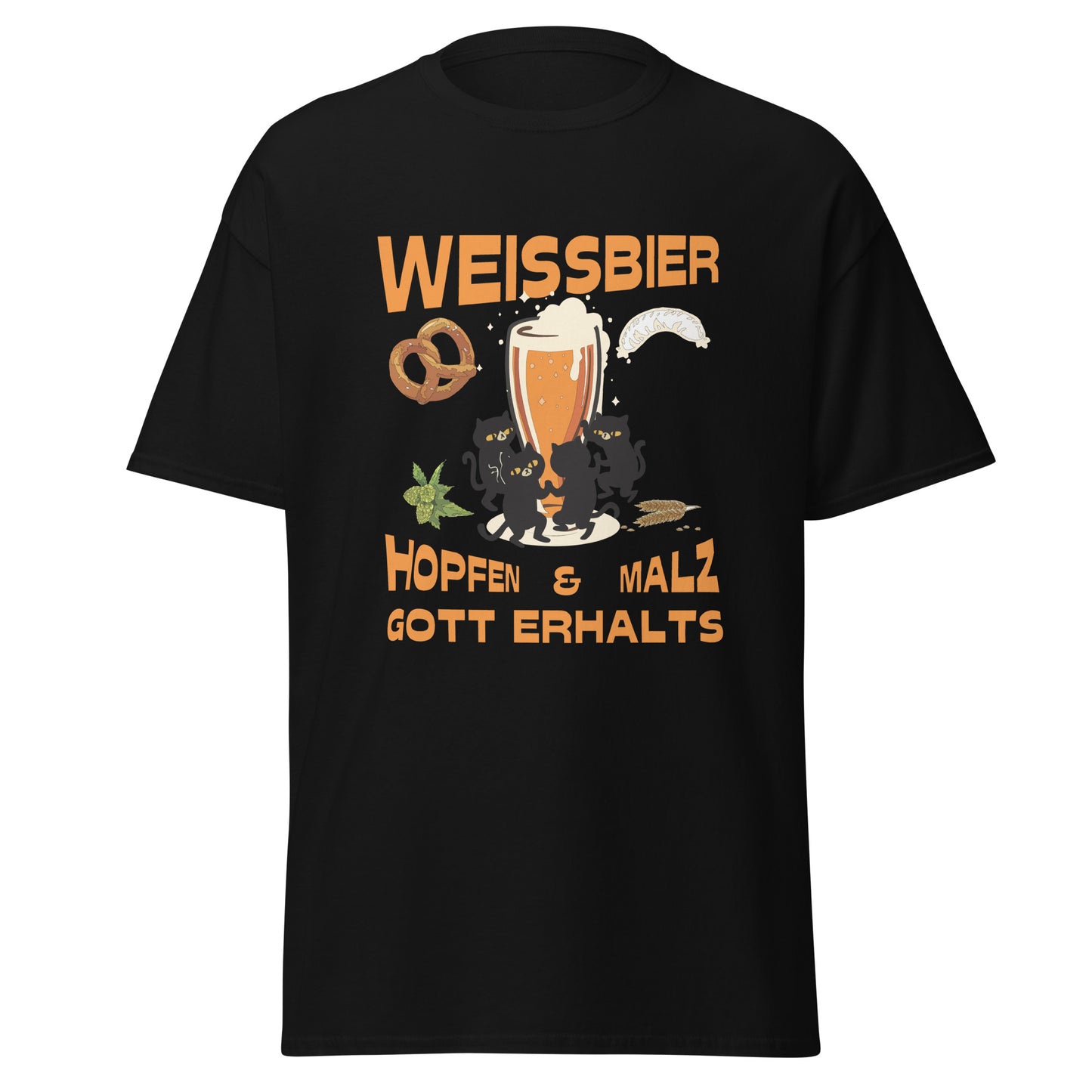 T-Shirt mit Weissbier und Spruch Hopfen und Malz Gott erhalts
