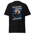 Halloween T-Shirt Hexe auf Besen mit Katze – "Full Moon Is Calling"
