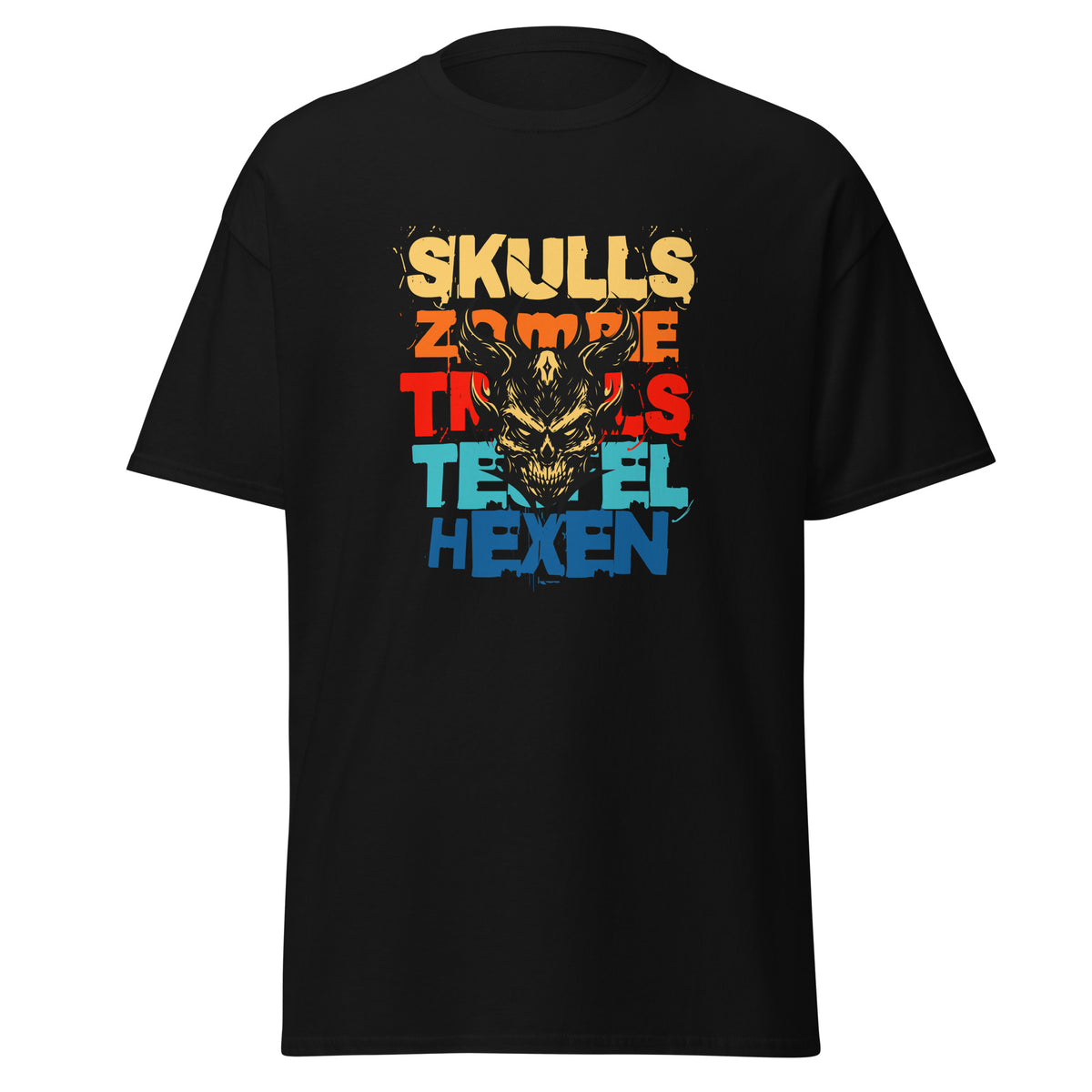 Halloween T-Shirt Teufelskopf – "Skulls Zombie Teufel Hexen" Mashup