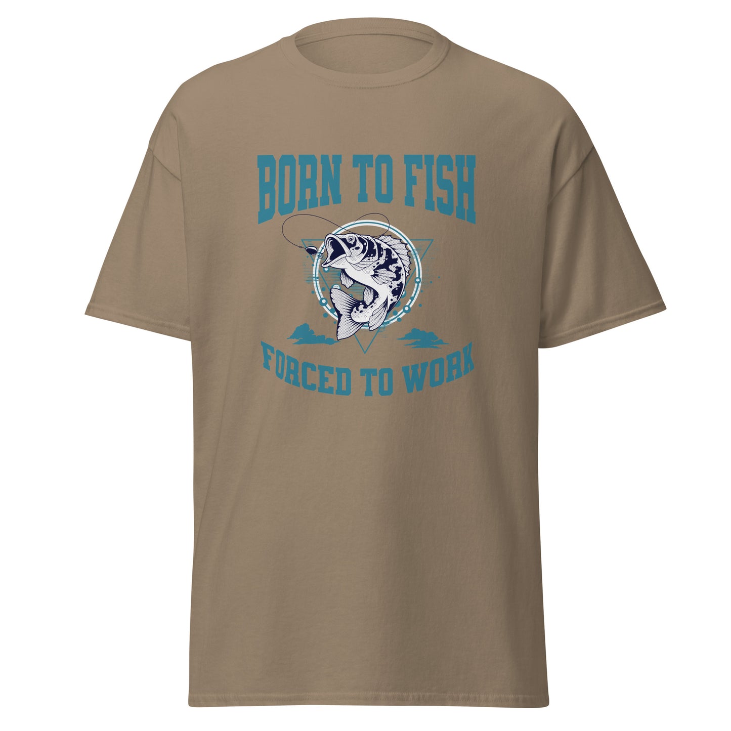 Unisex T-Shirt  Lustiges Angler T-Shirt "Born to Fish Forced to Work" – Geschenk für Fischer