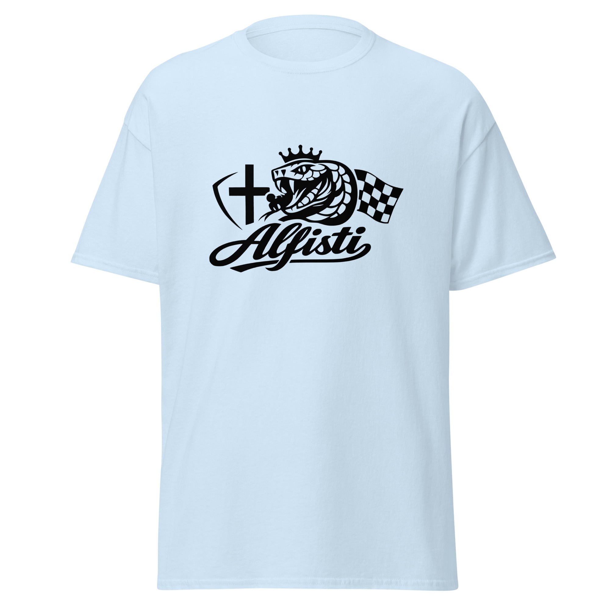 Unisex T-Shirt Biscione für Alfisti Das perfekte Geschenk für jeden Alfa Romeo Fan: ein exklusives Alfisti T-Shirt von funnydesigns.de Ein Design für echte Kenner der Alfa Romeo Geschichte.