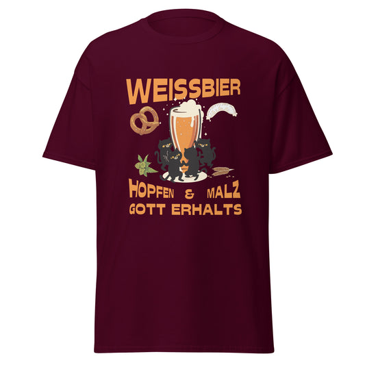 T-Shirt mit Aufdruck eines Weissbier, Brezen und Weisswurst