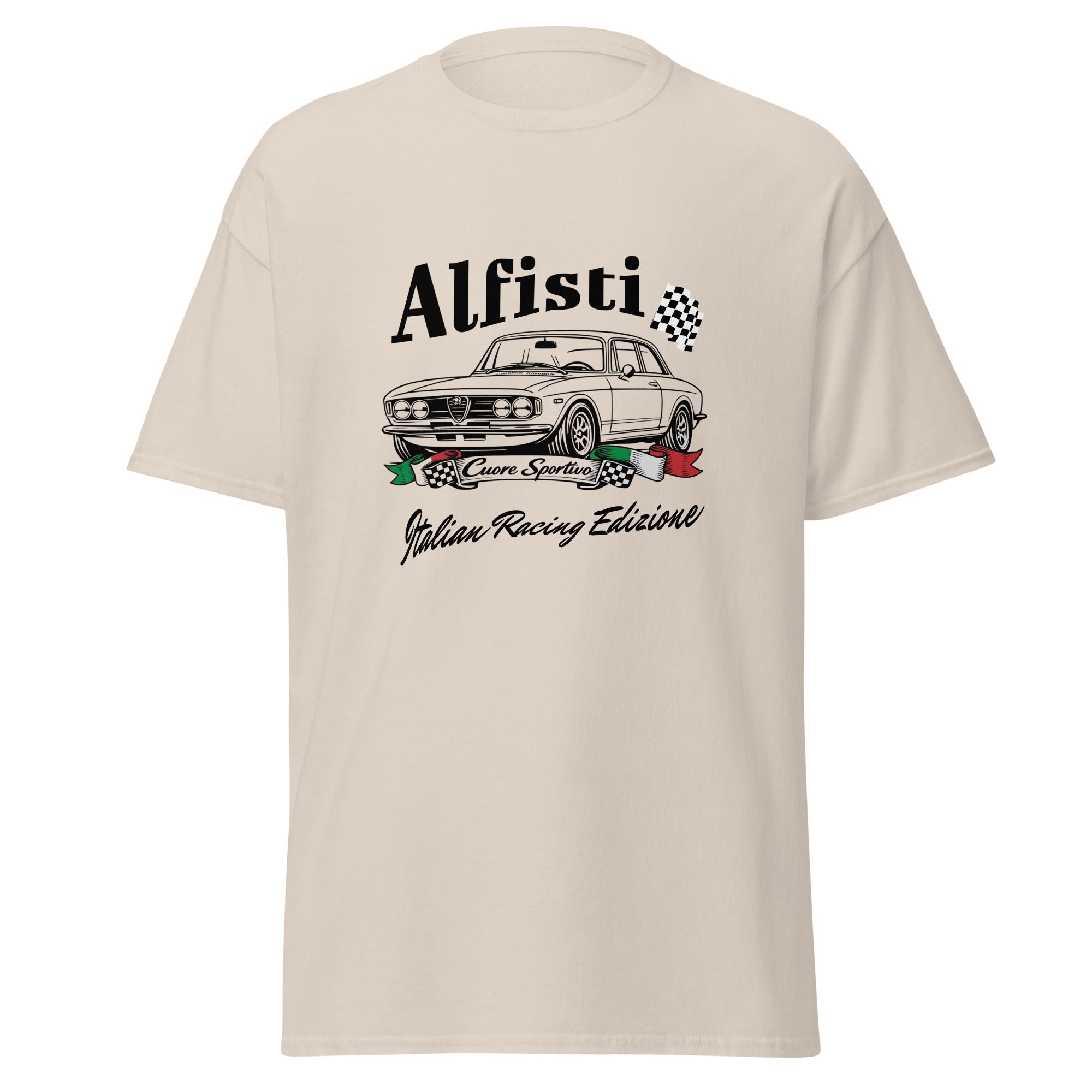 Das Alfisti Cuore Sportivo T‑Shirt von funnydesigns.de verbindet italienische Leidenschaft mit klassischem Automobil‑Design. Der ikonische Schriftzug „Alfisti Cuore Sportivo“ steht für echte Alfa‑Romeo‑Emotionen: Herz, Klang, Mechanik und puren Fahrspaß.