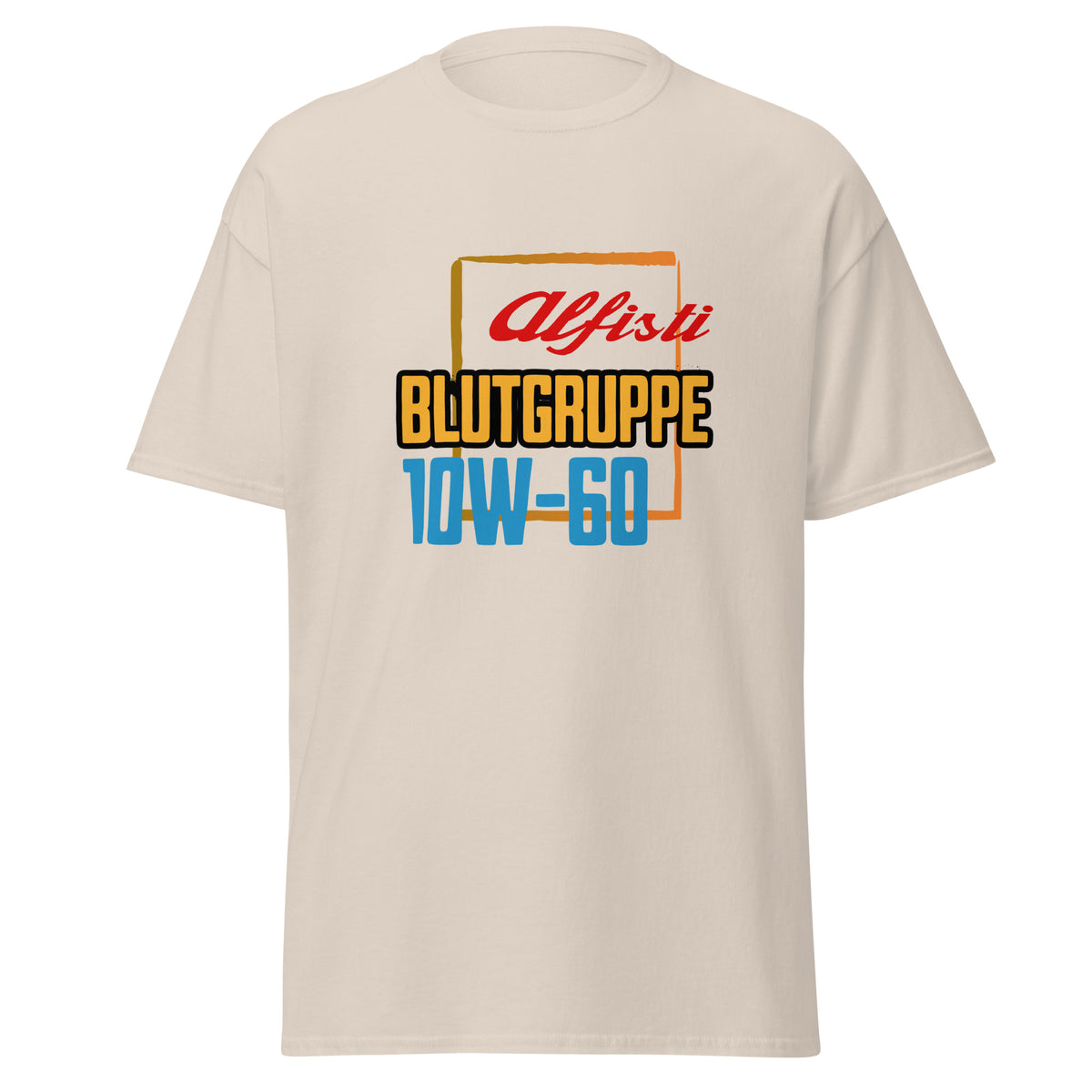 Alfisti T-Shirt „Blutgruppe 10W-60" – Fun-Shirt für Alfa Romeo Fans