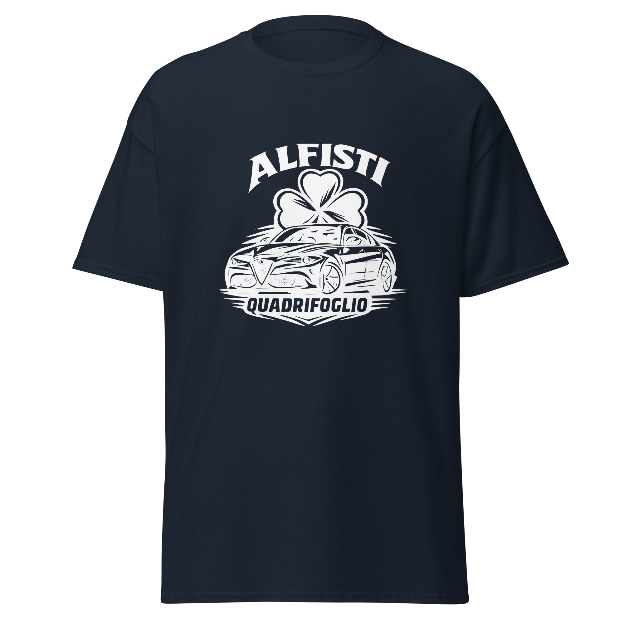 Unisex Alfisti T‑Shirt „Quadrifoglio Monochrome“ – Pure Italian Power