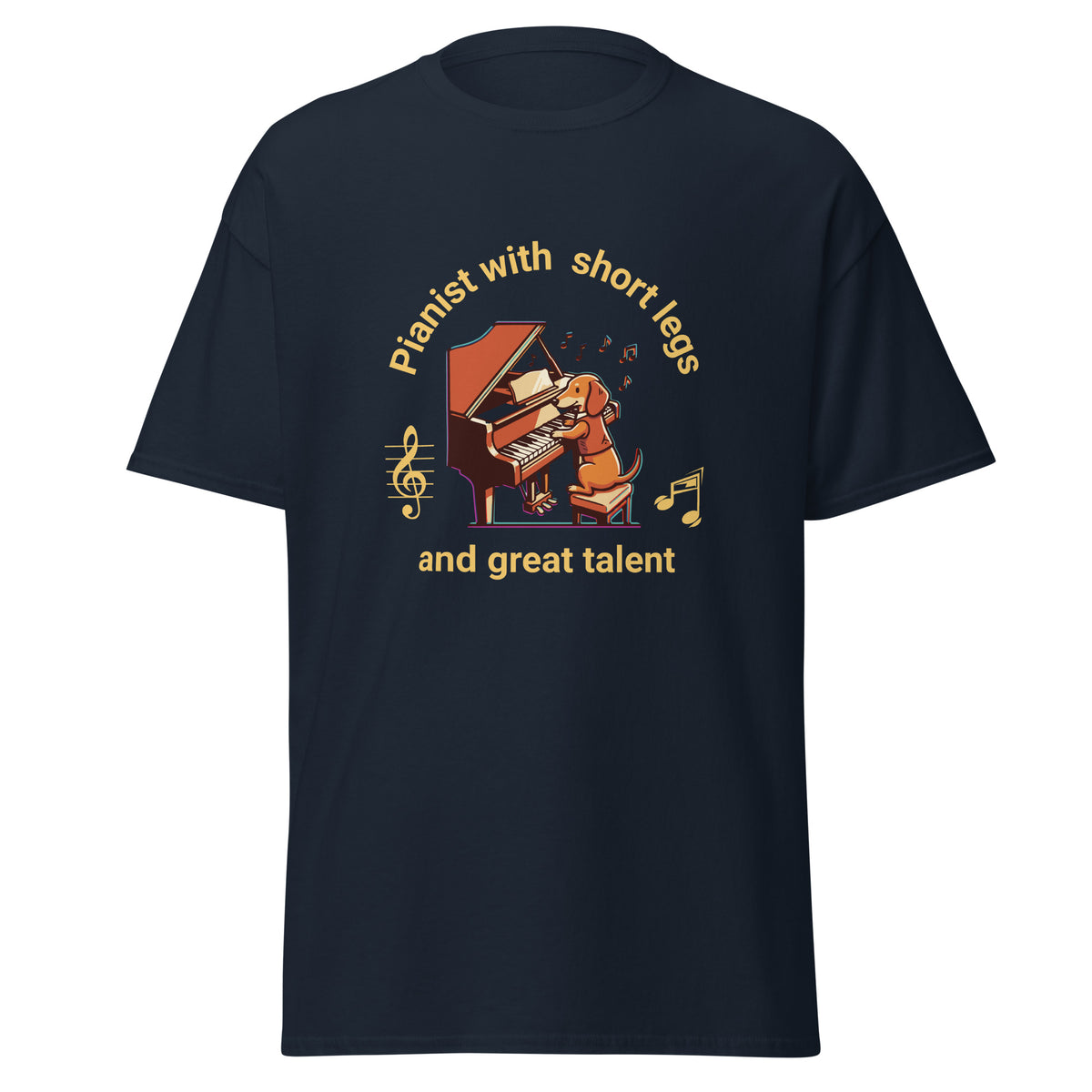 Klassisches Unisex T-Shirt Pianist with short legs and great talent – Dackel T-Shirt
