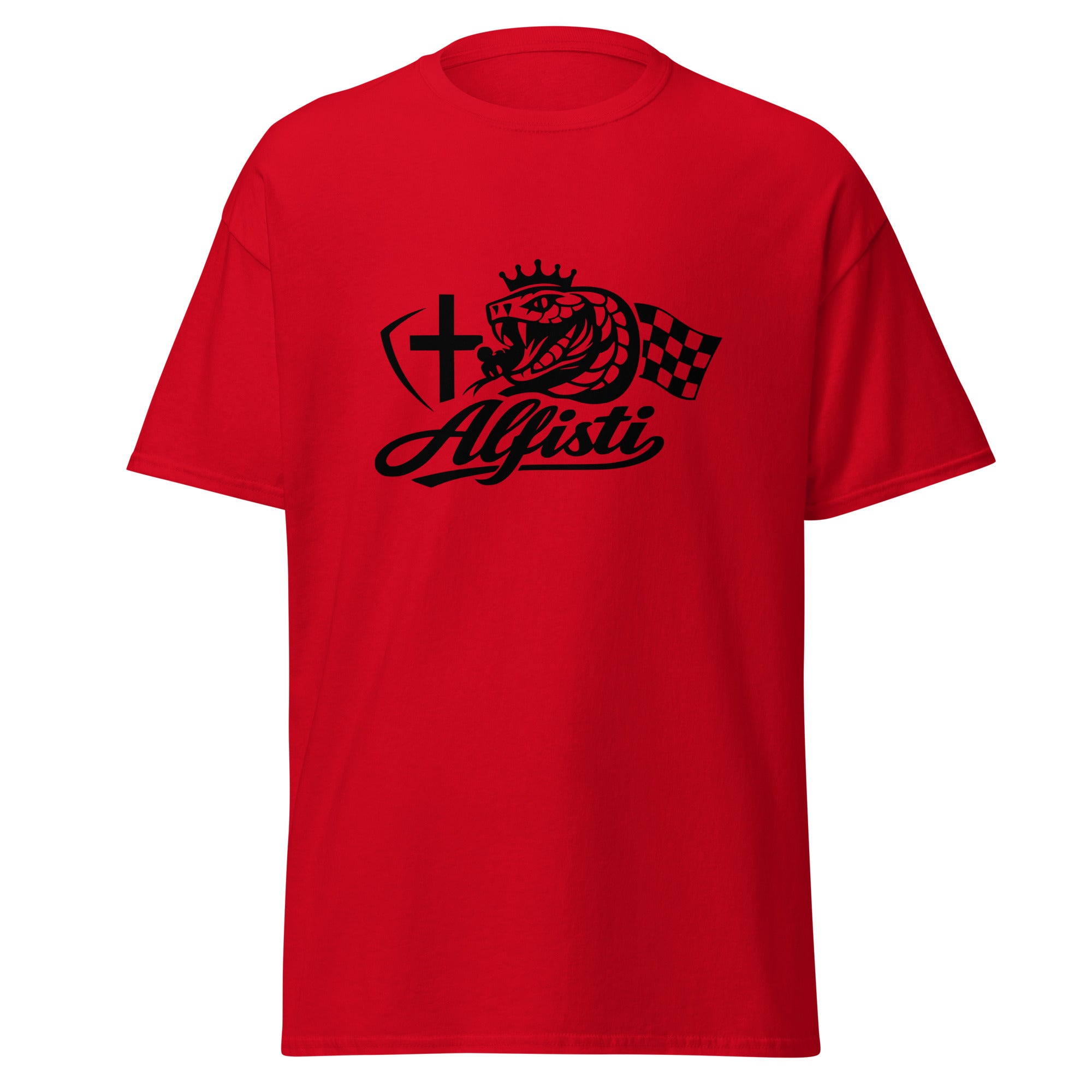Unisex T-Shirt Biscione für Alfisti Das perfekte Geschenk für jeden Alfa Romeo Fan: ein exklusives Alfisti T-Shirt von funnydesigns.de Ein Design für echte Kenner der Alfa Romeo Geschichte.