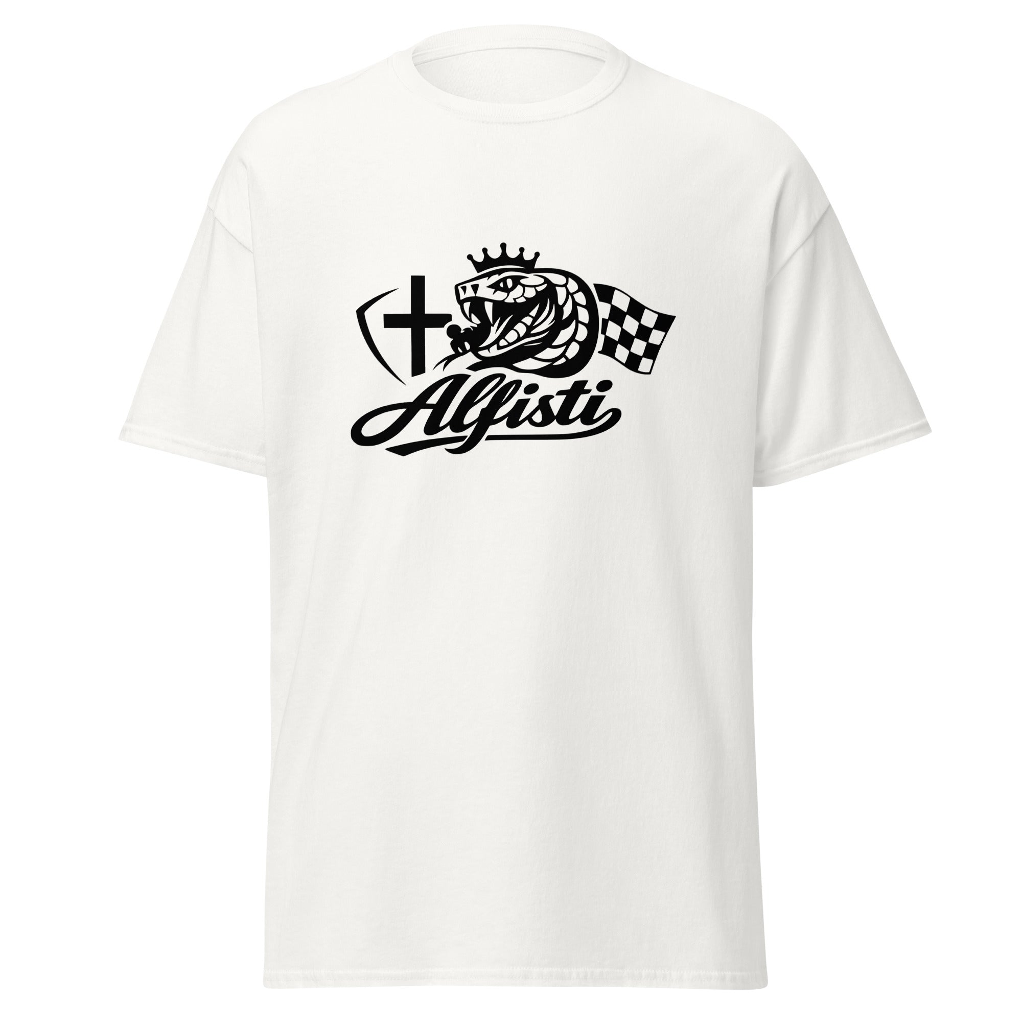 Unisex T-Shirt Biscione für Alfisti Das perfekte Geschenk für jeden Alfa Romeo Fan: ein exklusives Alfisti T-Shirt von funnydesigns.de Ein Design für echte Kenner der Alfa Romeo Geschichte.