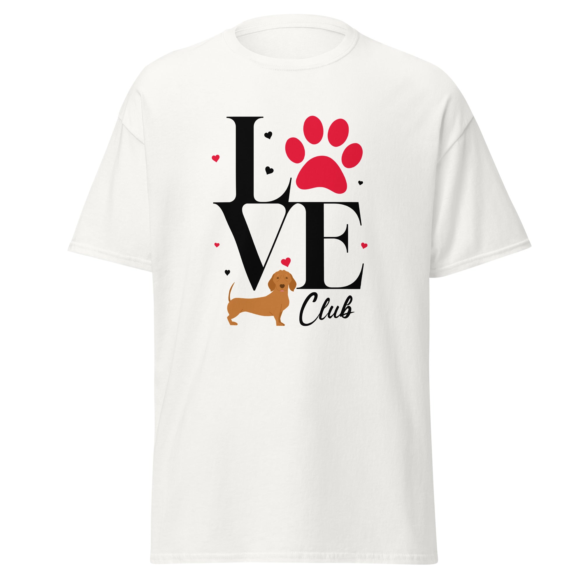 Du liebst deinen Dackel über alles? Dann ist dieses T-Shirt mit dem Aufdruck "Love ein Dackel und Club" genau das Richtige für dich! 
