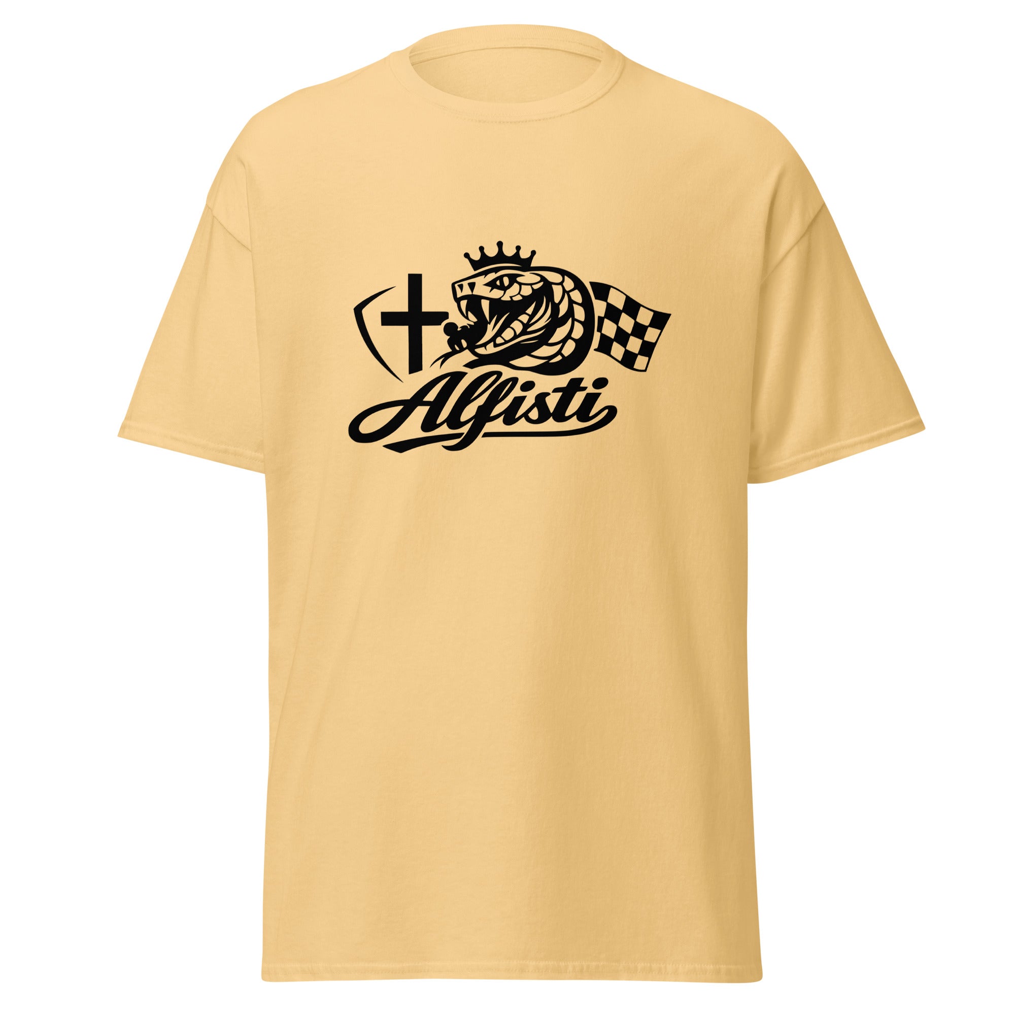 Unisex T-Shirt Biscione für Alfisti Das perfekte Geschenk für jeden Alfa Romeo Fan: ein exklusives Alfisti T-Shirt von funnydesigns.de Ein Design für echte Kenner der Alfa Romeo Geschichte.