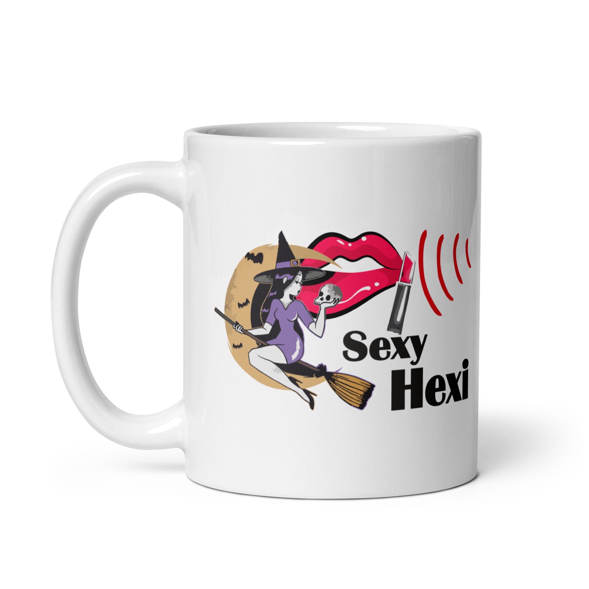 Weiße, glänzende Tasse Sexy Hexi 11 oz