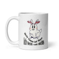 Weiße, glänzende Tasse Mein Name ist Hase ich weiß von nichts 11 oz