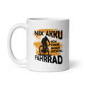 Weiße, glänzende Tasse Nix Akku, ich fahre noch richtig Fahrrad 11 oz