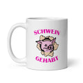 Weiße, glänzende Tasse Schwein gehabt 11 oz