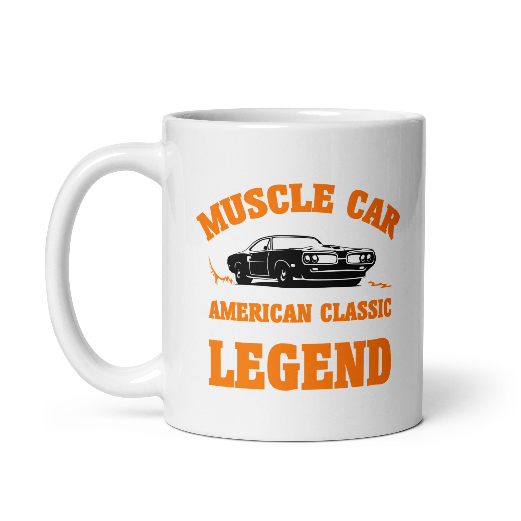 Weiße, glänzende Tasse Muscle Car 11 oz