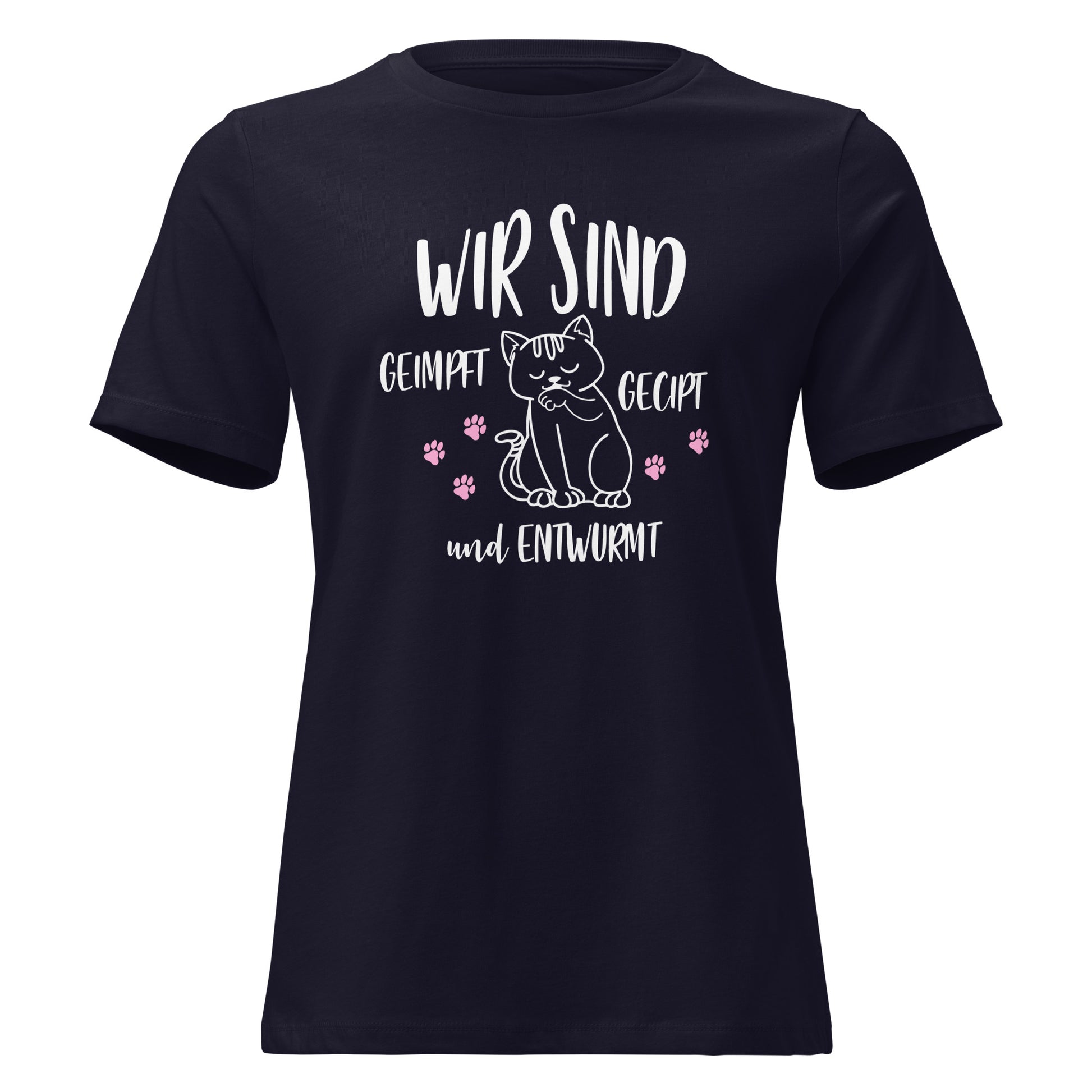 T-Shirt mit Spruch Wir sind geimpft, gecipt  und entwurmt