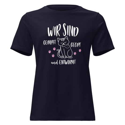 T-Shirt mit Spruch Wir sind geimpft, gecipt  und entwurmt